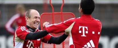 Robben en un entrenamiento con el Bayern