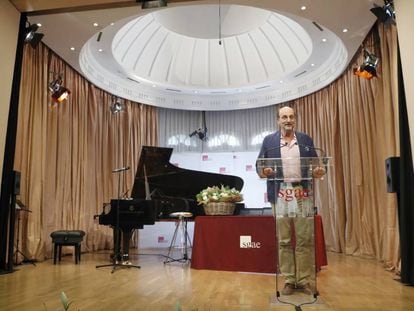 José Miguel Fernández Sastrón, durante un acto en la sede madrileña de la SGAE el pasado junio.