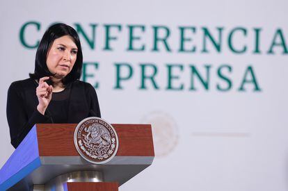 Victoria Rodríguez Ceja, during the morning conference on November 4 in Mexico City.