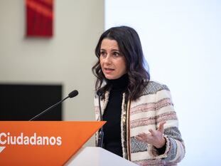 La presidenta de Ciudadanos, Inés Arrimadas, en rueda de prensa en la sede del partido el pasado lunes.