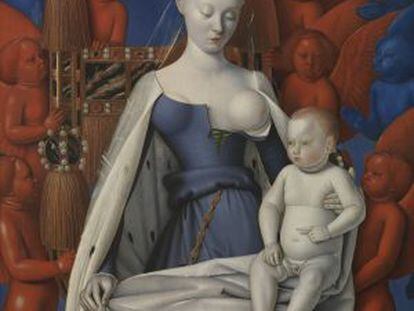 'La Virgen con el Niño y ángeles', óleo sobre tabla de Jean Fouquet (1452).