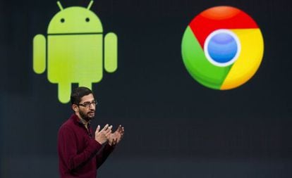 Sundar Pichai, vicepresidente de Android, en la conferencia.