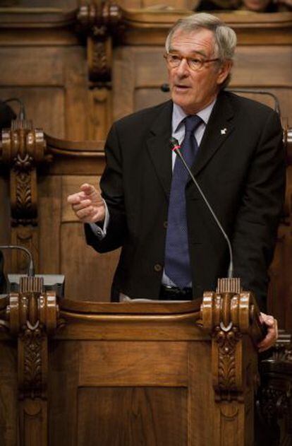 Xavier Trias, durante su intervención en el Ayuntamiento.