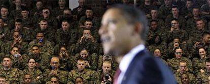 Obama, durante su discurso ante los soldados de la base de Camp Lejeune, en Carolina del Norte.