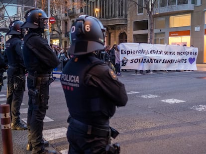 Manifestación contra el policía infiltrado en movimientos sociales de Barcelona.