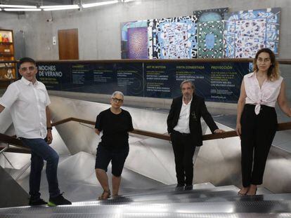 Ganadores de los Premios Arte y Mecenazgo 2018. Desde la izquierda, Mira Bernabéu, Dora García, Carlos Rosón y Miriam Lozano.