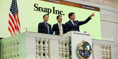 Los cofundadores de SnapChat en el New York Stock Exchange