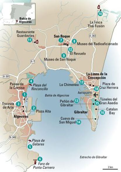 Mapa de la bahía de Algeciras.