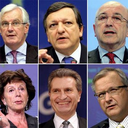 José Manuel Durão Barroso, Michel Barnier, Joaquín Almunia, Neelie Kroes, Baden- Wuerttemberg Guenter Oettinger y el finlandés Olli Rehn.