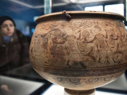 Vaso de los Guerreros, datado entre los siglos III y II antes de Cristo, obra cumbre del arte ibérico.