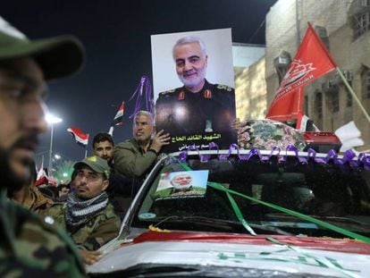 Una imagen del general Soleimani, durante sus funerales en Irán el pasado enero.