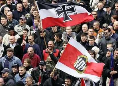 Seguidores del Partido Democrático Nacional, de ideología nazi, se manifiestan en Berlín el pasado mayo.