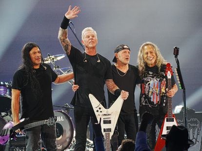 Los integrantes de Metallica durante un concierto en Los Ángeles, el pasado 16 de diciembre.