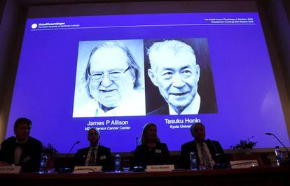 James P. Allison y Tasuku Honjo han sido galardonados hoy con el Nobel de Medicina.