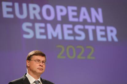 Valdis Dombrovskis, Vice President of the European Commission, this Monday in Brussels.