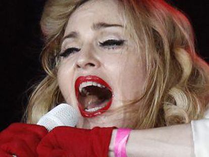 La cantante Madonna durante el concierto en Moscú en el que apoyó a las Pussy Riot.