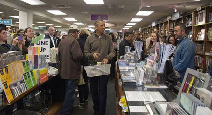 Barack Obama, en la librer&iacute;a independiente de Washington Politics and Prose, en 2014.
 