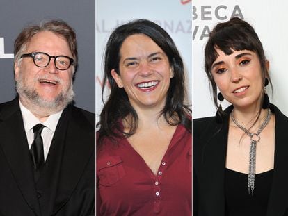 Los cineastas mexicanos Guillermo del Toro, Úrsula Pruneda y Michelle Garza