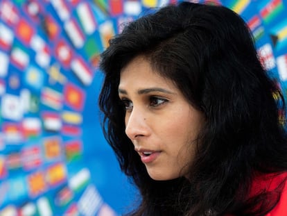 La economista jefa del FMI, Gita Gopinath, el miércoles, poco antes de la entrevista.