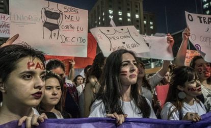 A protest in favor of women's rights in São Paulo, in 2019.