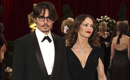 Vanessa Paradis y Johnny Depp en los Oscar de 2008.