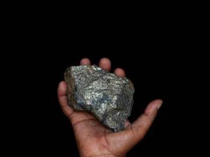 Pieza de mineral de cobre de las minas Kilembe, en Uganda.