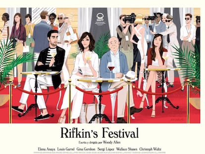 L'últim film de Woody Allen, 'Rifkin's festival', es desenvolupa al festival de cinema de Sant Sebastià, on es presentarà el 18 de setembre. A la il·lustració de Jordi Labanda, els personatges gaudeixen de l'ambient del luxós Hotel María Cristina a la capital guipuscoana.