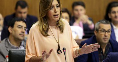 Susana Díaz, en una reciente sesión parlamentaria.