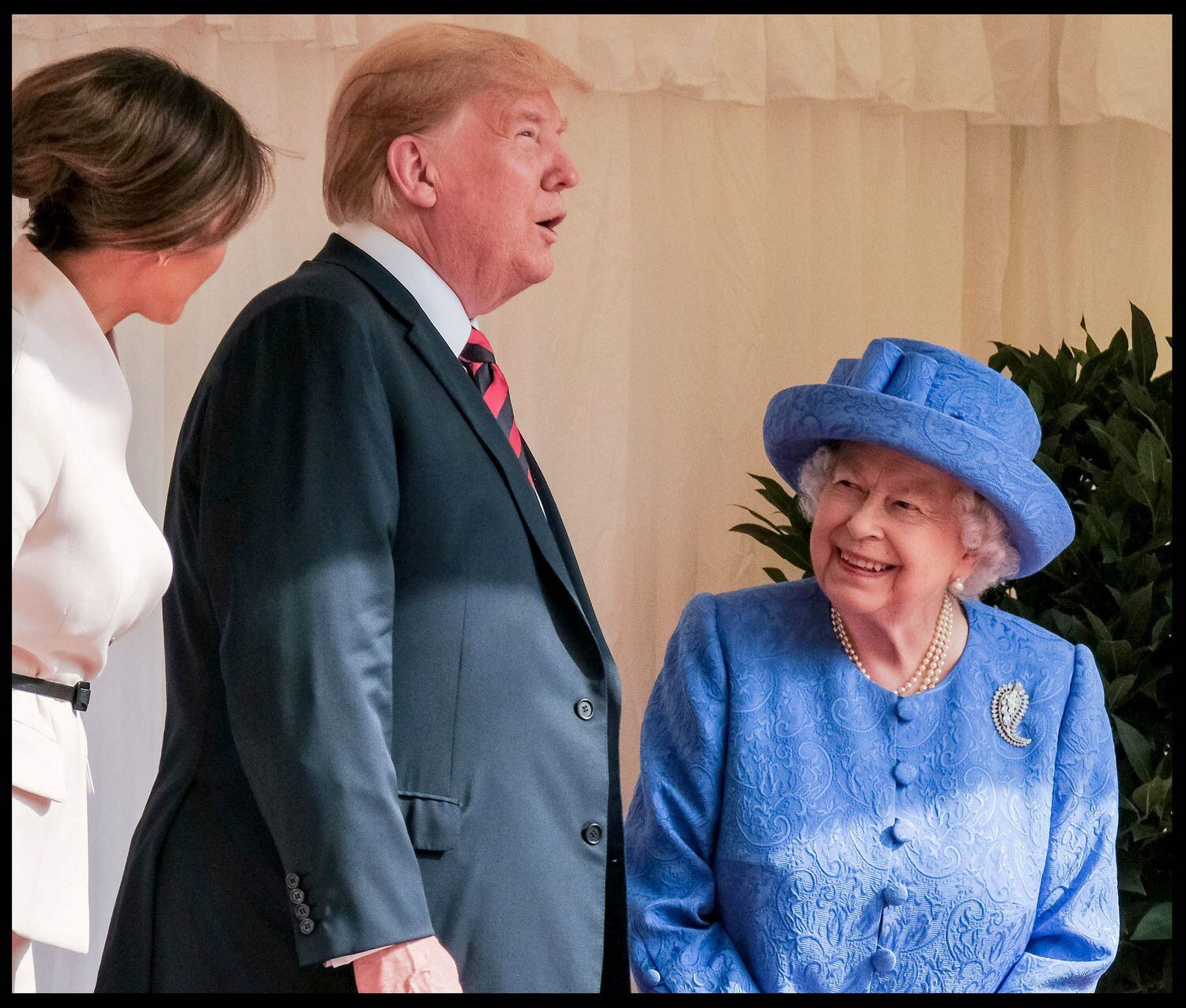 La reina Isabel junto a Donald y Melania Trump, en Windsor (el Reino Unido), en 2018.
