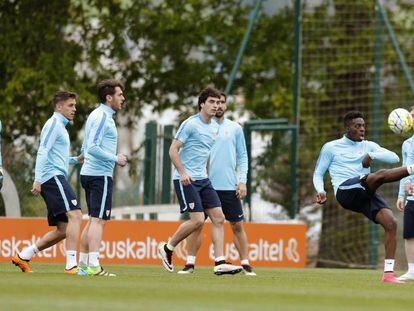 Los jugadores del Athletic en el último entrenamiento.