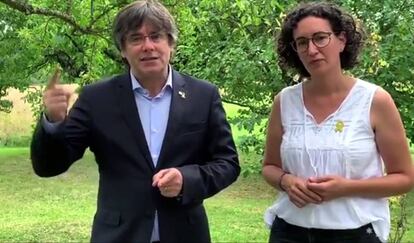 Carles Puigdemont i Marta Rovira, en un vídeo difós per l'ANC.