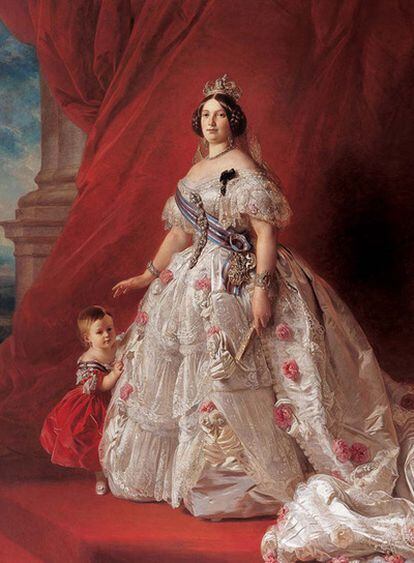 <b><i>Retrato de Isabel II con la princesa de Asturias, Isabel, niña,</b></i> de Franz Xavier Winterhalter (Palacio Real).