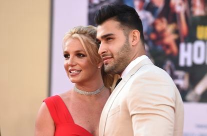 Britney Spears y Sam Asghari en un estreno de cine en Los Ángeles, California, en julio de 2019.