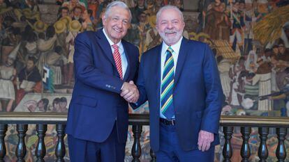 The President of Mexico, Andrés Manuel López Obrador, during Lula da Silva's visit to Mexico City last March.