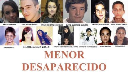 Fotos de los doce menores desaparecidos en España cuyos casos siguen sin resolverse.