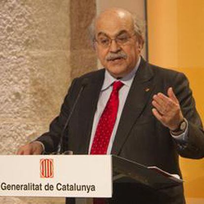 Andreu Mas-Colell, conseller de Economía y Finanzas de la Generalitat, durante la rueda de prensa posterior a la reunión semanal del gobierno catalán