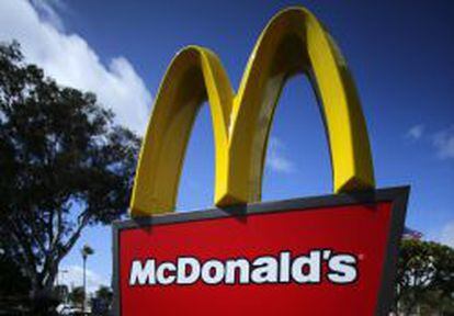 File photo of McDonald&#039;s restaurant sign at a McDonald&#039;s restaurant in Del Mar California