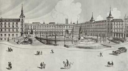 Proyecto para derruír uno de los laterales del la Plaza Mayor y construir en su lugar una escalinata.