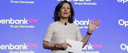 La presidenta del grupo Santander, en la presentación de los planes estratégicos de su filial 'online', Openbank.