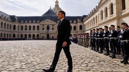 Emmanuel Macron, presidente de Francia, el día 20 en París, en un tributo al recién fallecido político y militar Philippe de Gaulle, hijo de Charles de Gaulle.