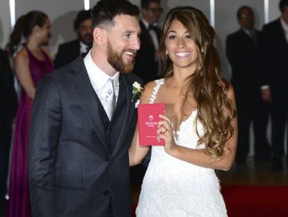Leo Messi y Antonella Roccuzzo, el 30 de junio, el día de su boda.