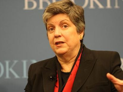 La secretaria de Seguridad Nacional, Janet Napolitano, durante una conferencia.
