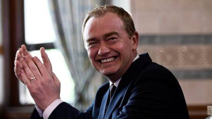 El l&iacute;der liberal democr&aacute;ta, Tim Farron, este viernes en Londres.