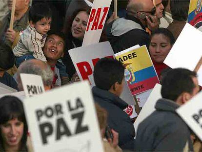 Algunos de los asistentes ecuatorianos a la manifestación.
