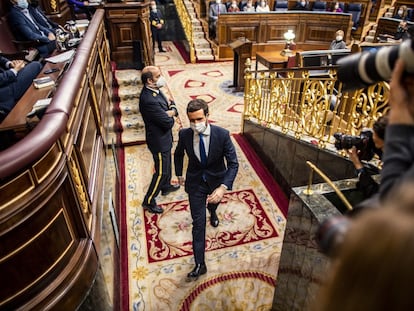 Pablo Casado abandonaba el 23 de febrero de 2022 el hemiciclo del Congreso tras su última sesión de control al Gobierno.