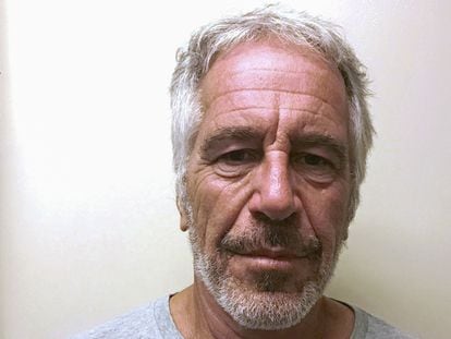 Fotografía de la ficha policial de Jeffrey Epstein.