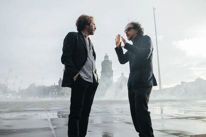 Imagen del rodaje de 'Bardo', con Alejandro González Iñárritu y el actor Daniel Giménez Cacho.