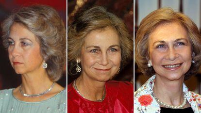 From the left, Queen Sofia in Belgrade in 1985;  Jerusalem in 1993, and Dallas in 2001.