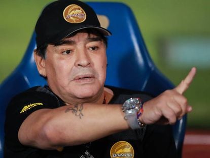 Maradona, durante un partido en Ciudad de México.