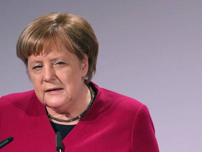 La canciller Angela Merkel, el sábado en Múnich.